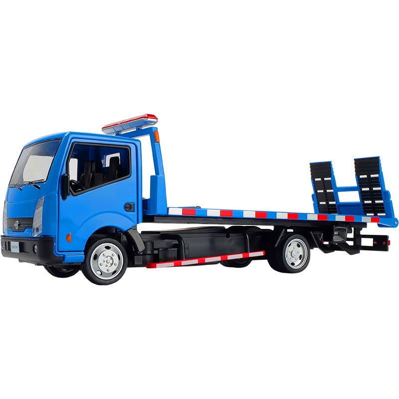 日产NISSAN合金车模型套装 白色清障运输车与加油机，开启声光救援之旅